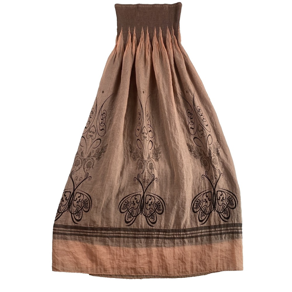 Lapis Anthropologie Midi‎ Dress One Size Copper Pink Boho Smocked Sleeveless - Picture 2 of 13